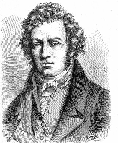 フランスの物理学者、アンドレ・マリー・アンペール（1775-1836）の肖像画。 作： French School