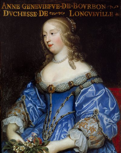 ロングヴィル公爵夫人アンヌ・ジュヌヴィエーヴ・ド・ブルボン・コンデ（Anne-Genevieve de Bourbon-Conde）の肖像（1619-1679） フランス派の絵画 作： French School