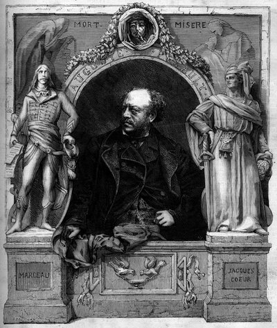 フランスの彫刻家、アントワーヌ・オーギュスタン・プルー（1809-1879）の肖像。1月25日付「Le Monde Illustré」1139号に掲載されたエングレーヴィング 作： French School