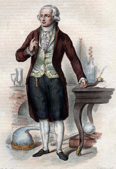 フランスの化学者、アントワーヌ・ローラン・ド・ラヴォワジエ（1743-1794）の肖像。 作： French School