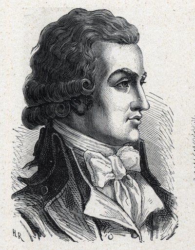 Antoine Pierre Joseph Marie Barnave (1761-1793) フランスの政治家の肖像。1889年のエングレーヴィング。個人蔵。 作： French School