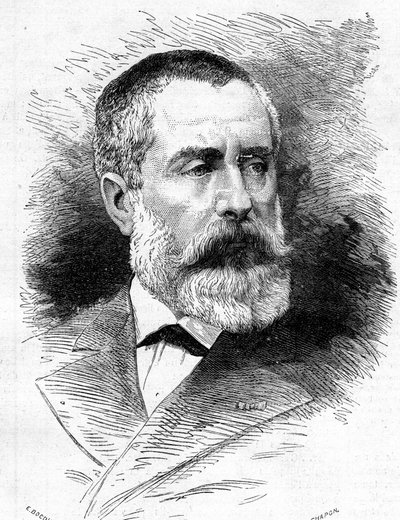フランスの作曲家であり、パリ・オペラ座のディレクターであったAuguste Emmanuel Vaucorbeil（1821-1884）の肖像。1879年7月26日付「Le Monde Illustré」1165号に掲載されたエングレーヴィング。 作： French School