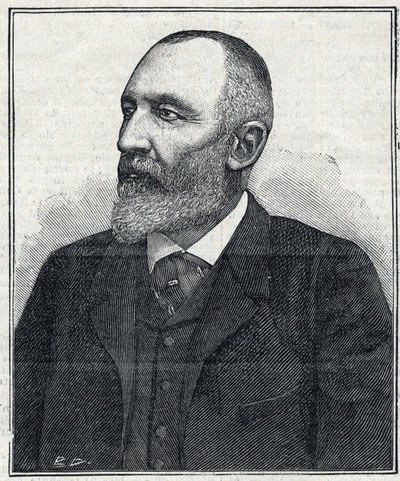 化学者、実業家、アルザスの政治家であったAuguste Scherer-Kestner (Scheurer Kestner) (1833 -1899)の肖像。1897年のエングレーヴィング。個人蔵。 作： French School