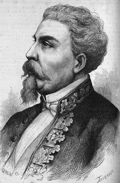 イタリアの政治家Benedetto Cairoli (1825-1889)の肖像。1878年12月7日付「Le Monde Illustré」1132号に掲載されたエングレーヴィング。 作： French School
