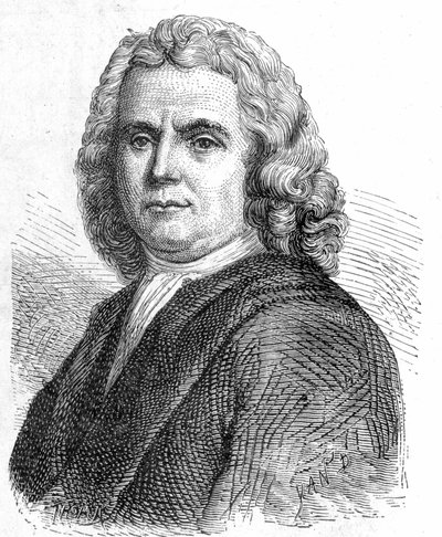 Boerhaave Hermann (1668 - 1738), オランダの医師・化学者（iatromechanismの支持者）の肖像 - 1896年の "Album of Science; illustrious scientists; Great discoveries "に掲載。 作： French School