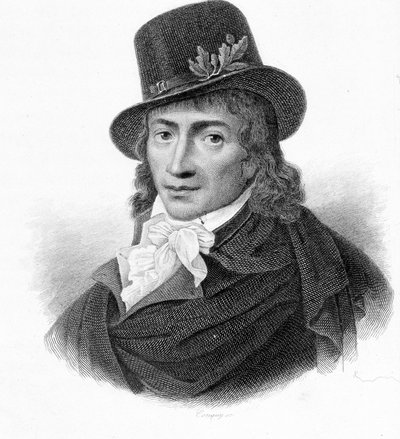 カミーユ・デムーラン（1760-1794）の肖像。- ティエールの「フランス革命」に掲載されている。19世紀 作： French School