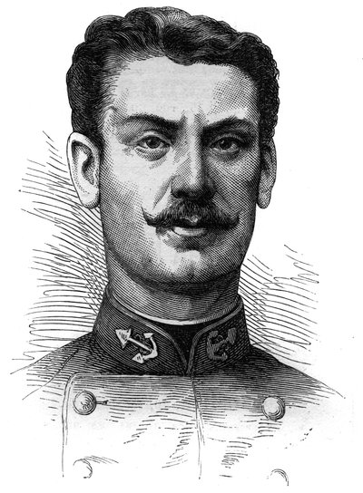 フランスの軍人・探検家、ジョセフ・ガリェニ大尉（1849-1916）の肖像。1881年4月9日付「Le Monde Illustré」254号に掲載されたエングレーヴィング。 作： French School