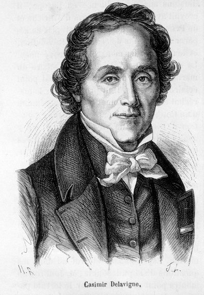 フランスの詩人・劇作家であるCasimir Delavigne（1793-1843）の肖像。 作： French School