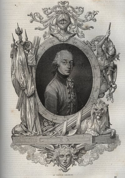 チャールズ・ルイ・オブ・オーストリア・テッシェン（Charles-Louis of Austria Teschen）（1771年～1847年）の肖像（Erzherzog Karl von Osterreich） オーストリア大公、テッシェン公 - テッシェン公チャールズ大公 - モーリス・ラ・シャレスト著「新国民百科事典」より 作： French School