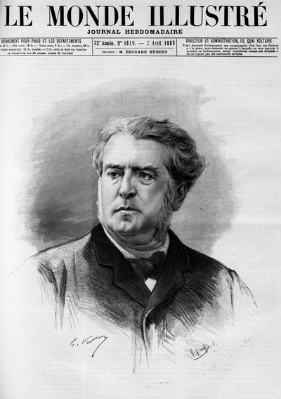 1888年から1889年にかけて閣僚会議議長を務めたシャルル・フロケ（1828-1896）の肖像。1888年の『絢爛たる世界』に掲載。 作： French School