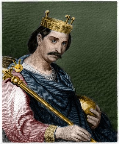 フランス王シャルル2世（823〜877年）の肖像-ラヴァレの『フランス史』に掲載された彫刻、SD。 作： French School