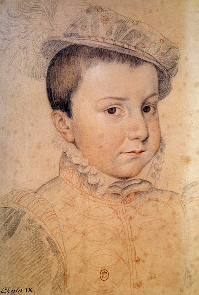 シャルル9世の子供（1550-1574）の肖像。フランス派の匿名の絵 作： French School