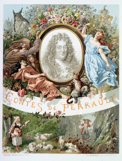 シャルル・ペローの肖像 - 「ペロー物語」の扉絵 作： French School