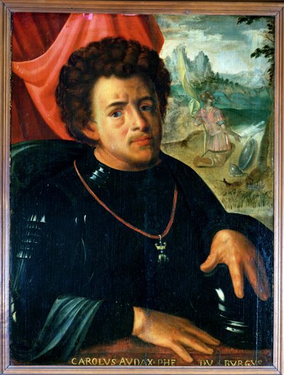 チャールズ・ザ・ボールドの肖像、ブルゴーニュ公（1433-77）、 作： French School