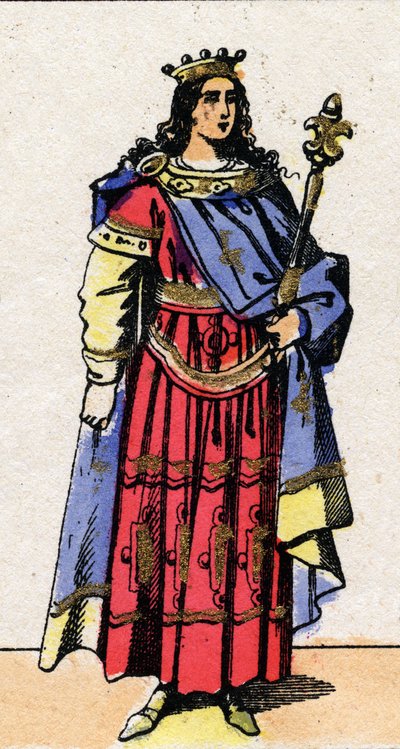 691年から695年までフランク王国の王であったクロヴィス3世の肖像。 作： French School