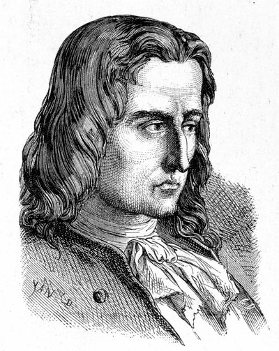 Denis Papin (1647 - 1714) の肖像 - "Album of Science; illustrious scholars; Grandes discoveries" 1896年に掲載。 作： French School