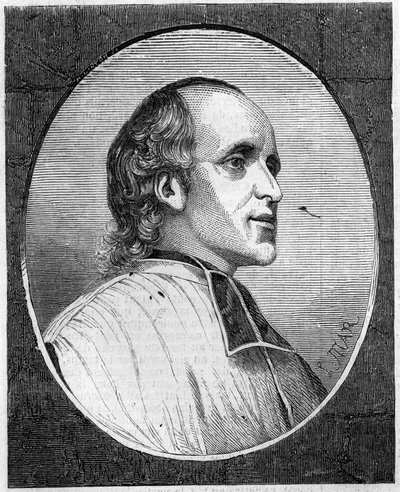 フランスのイエズス会士、ドラクロワ・ド・ラヴィニャン神父（1795-1858）の肖像。1858年3月6日付「Le Monde Illustré」47号に掲載された版画。 作： French School