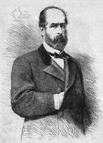 チリ共和国大統領Federico Errazuriz Zanartu (1825-1877)の肖像。11月4日付「Le Monde Illustré」760号に掲載された図版 作： French School