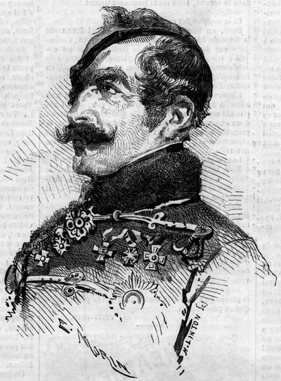 フランツ・フォン・シュリック（1789-1862）の肖像。1859年のリソルジメントの際にイタリアに駐留したオーストリア軍の総司令官である野戦軍人。6月25日付「Le Monde Illustré」115号に掲載された図版 作： French School