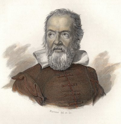 ガリレオ・ガリレイ（1564-1642）、物理学者、数学者、イタリアの天文学者の肖像。 作： French School
