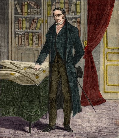 ジョージ・ステファンソン（1781-1848）の肖像 - アレクシス・クレールの「誰にでもできる科学-ポピュラーな物理学と化学」に掲載されたエングレーヴィング - 19世紀末 - 個人蔵 作： French School