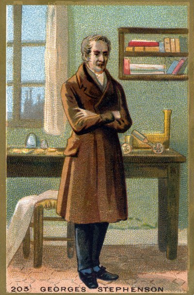 ジョージ・ステファンソン（1781-1848）の肖像。19世紀末のクロモリトグラフ。 作： French School