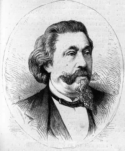 フランスの指揮者・チェリスト、ジョルジュ・ハインル（1807-1873）の肖像。1873年6月13日付「Le Monde Illustré」844号に掲載された版画。 作： French School