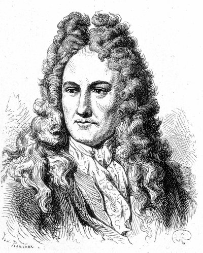 ドイツの哲学者・学者であるゴットフリート・ヴィルヘルム・フォン・ライプニッツ（1646 - 1716）の肖像画（1896年の "Album of Science; illustrious scholars; Great discoveries "所収 作： French School