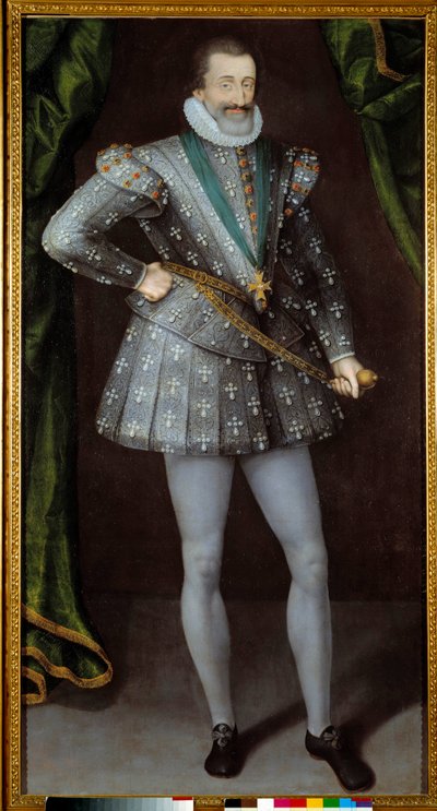 フランス王アンリ4世の肖像（1553-1610） 17世紀の匿名絵画。グルノーブル、Musee Des Beaux Arts。- フランス王アンリ4世の肖像（1553-1610年）。17世紀の匿名の絵画。フランス、グルノーブル、ボザール美術館 作： French School