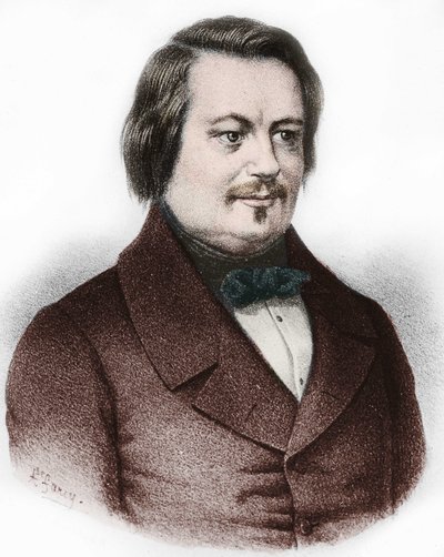 フランスの小説家、オノレ・ド・バルザック（1799-1850）の肖像。 作： French School