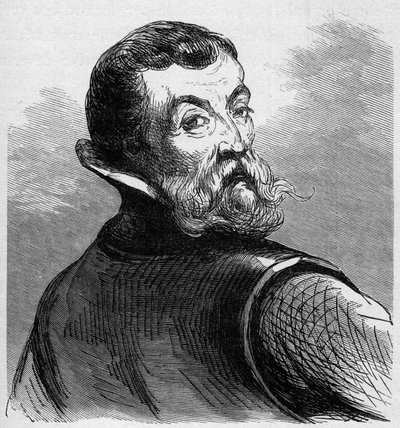ジャック・カルティエ（1491-1557）の肖像。フランスの航海士、探検家。海洋と植民地：商業」に掲載された図版 作： French School