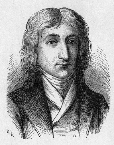 パラシュートを発明したジャック・ガルネランの肖像（1896年「科学のアルバム、輝かしい科学者、偉大な発見」より 作： French School