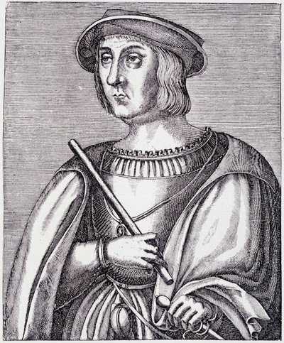 ジャック2世・ド・シャバンヌ（ラ・パリス）の肖像（1470年-1525年） ポール・ラクロワ作「ルイ12世とアンヌ・ド・ブルターニュ」（ジョルジュ・ユルトレル編）からのエングレーヴィング 作： French School