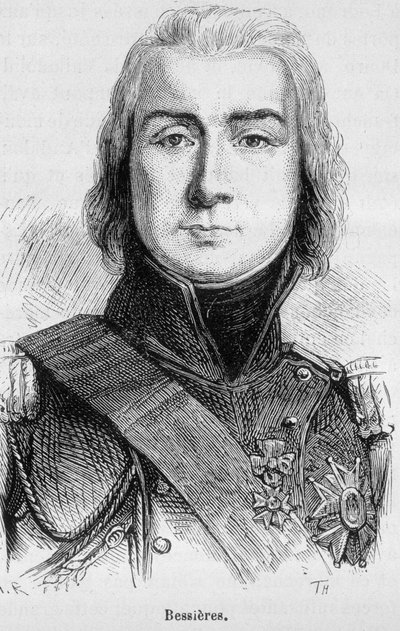 リツェンの戦いの前夜に殺害されたフランスの元帥、イストリア公爵ジャン・バティスト・ベシエール（1768 - 1813）の肖像 - アンリ・マルタン著「フランスの歴史」より 作： French School