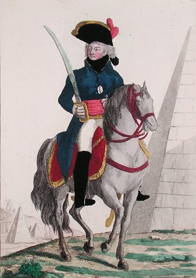 ピラミッドでのジャン・バティスト・クレーベル（1753-1800）の肖像 18世紀後半（カラーエングレービング） 作： French School