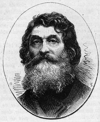 フランスの彫刻家、ジャン・バティスト・ポール・カベ（1815-1876）の肖像。1874年5月2日付「Le Monde Illustré」890号に掲載されたエングレーヴィング。 作： French School