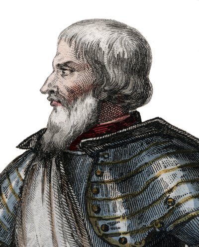 フランスの元帥であるブシコーと呼ばれるジャンIIルマイングル（ルメアングル）（1366-1421）の肖像画。 作： French School