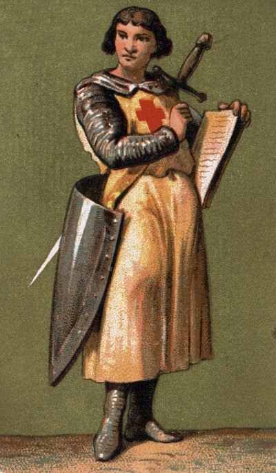 Jean de Joinville (1225 - 1317) フランスのコラムニストで、第7回十字軍遠征に同行したルイ9世の友人であり親友。19世紀のクロモリトグラフ。 作： French School