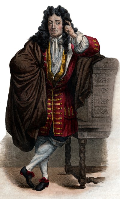 フランスのエッセイストであり道徳家であるジャン・ド・ラ・ブリュイエール（ラブリュイエール）（1645-1696）の肖像。 作： French School