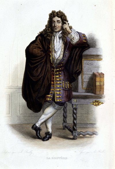 Jean de La Bruyere, フランスの作家・道徳家（1645-1696）の肖像（Ed.Mennechet, "Le Plutarque francais" (フランス語のプルタルク) 作： French School