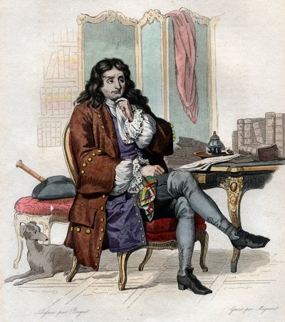 ジャンドラフォンテーヌ（ラフォンテーヌ）（1621-1695）の肖像、フランスのファビスト、詩人。 作： French School