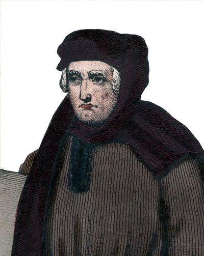 ジョン・フロワサール（1337-1404）の肖像、中世フランスのフランスの年代記。 作： French School