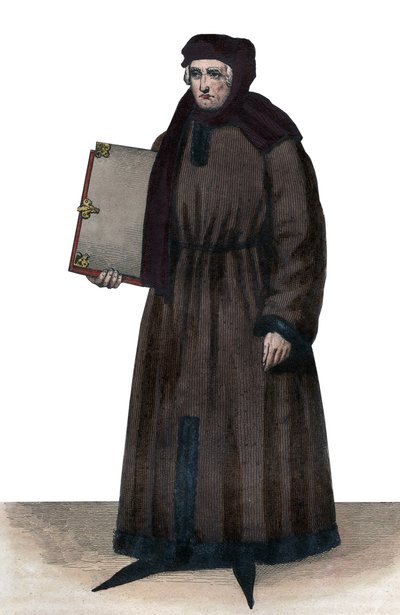 ジョン・フロワサール（1337-1404）の肖像、中世フランスのフランスの年代記。 作： French School
