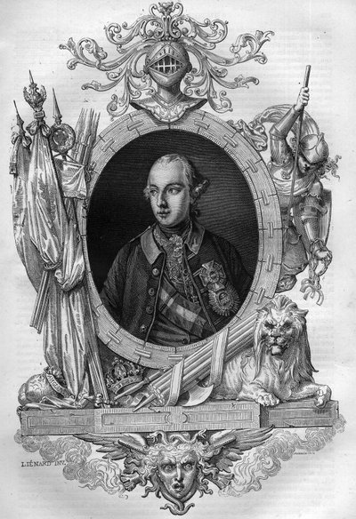 オーストリア皇帝ヨーゼフ2世（1741-1790）の肖像 モーリス・ラシャトレ著「Histoire des Papes-King-Queen-and-Empereurs a travers les centuries」に掲載されている図版 作： French School