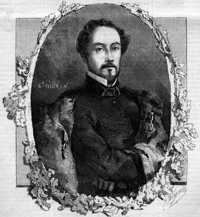 スペインの将軍であり政治家でもあったロイス伯爵ファン・プリム・イ・プラッツ（1814-1870）の肖像。1860年5月3日付「Le Monde Illustré」151号に掲載されたエングレーヴィング。 作： French School