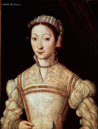 Noves（1308-1348）のLaure（Laura）の肖像、ペトラルカ（Francesco Petrarca）の愛しい女性 16世紀のフランス派の絵画 Sun.21 x 28 cm Chantilly, musee Conde - Laura (Laura) de Noves (1308-1348)の肖像、Francesco Petrarcasの最愛の女性の肖像 作： French School