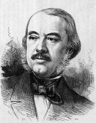 フランスの劇作家、レオン・ラヤ（1810-1872）の肖像。1872年9月14日付「Le Monde Illustré」805号に掲載された版画。 作： French School