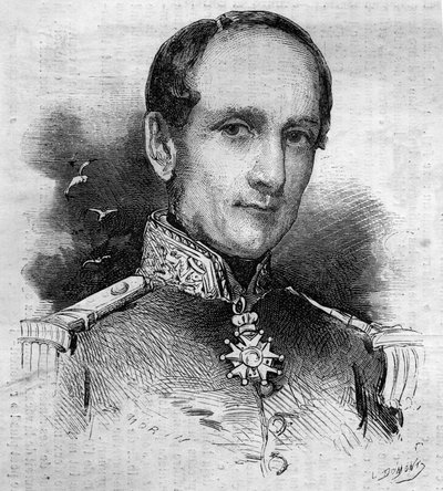フランスの提督、レオポルド・ヴィクトル・シャルネル（1797 - 1869）の肖像。1860年11月3日付「Le Monde Illustré」186号に掲載されたエングレーヴィング。 作： French School