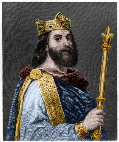 フランス王ルイ2世（846-879）の肖像 - ラヴァレの『フランス史』に掲載されている、エングレーヴィング、sd. 作： French School