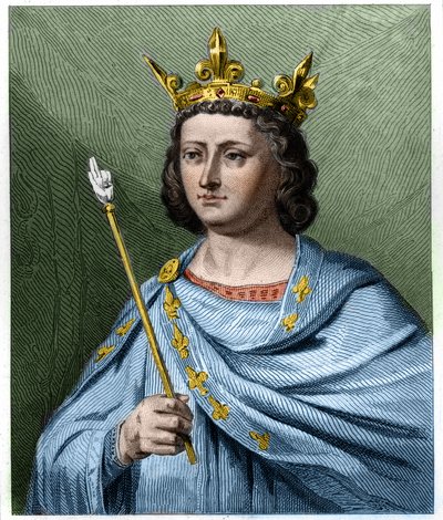 フランス王ルイ10世（1289年～1316年）の肖像-ラヴァレの「フランス史」に掲載された彫刻、SD。 作： French School